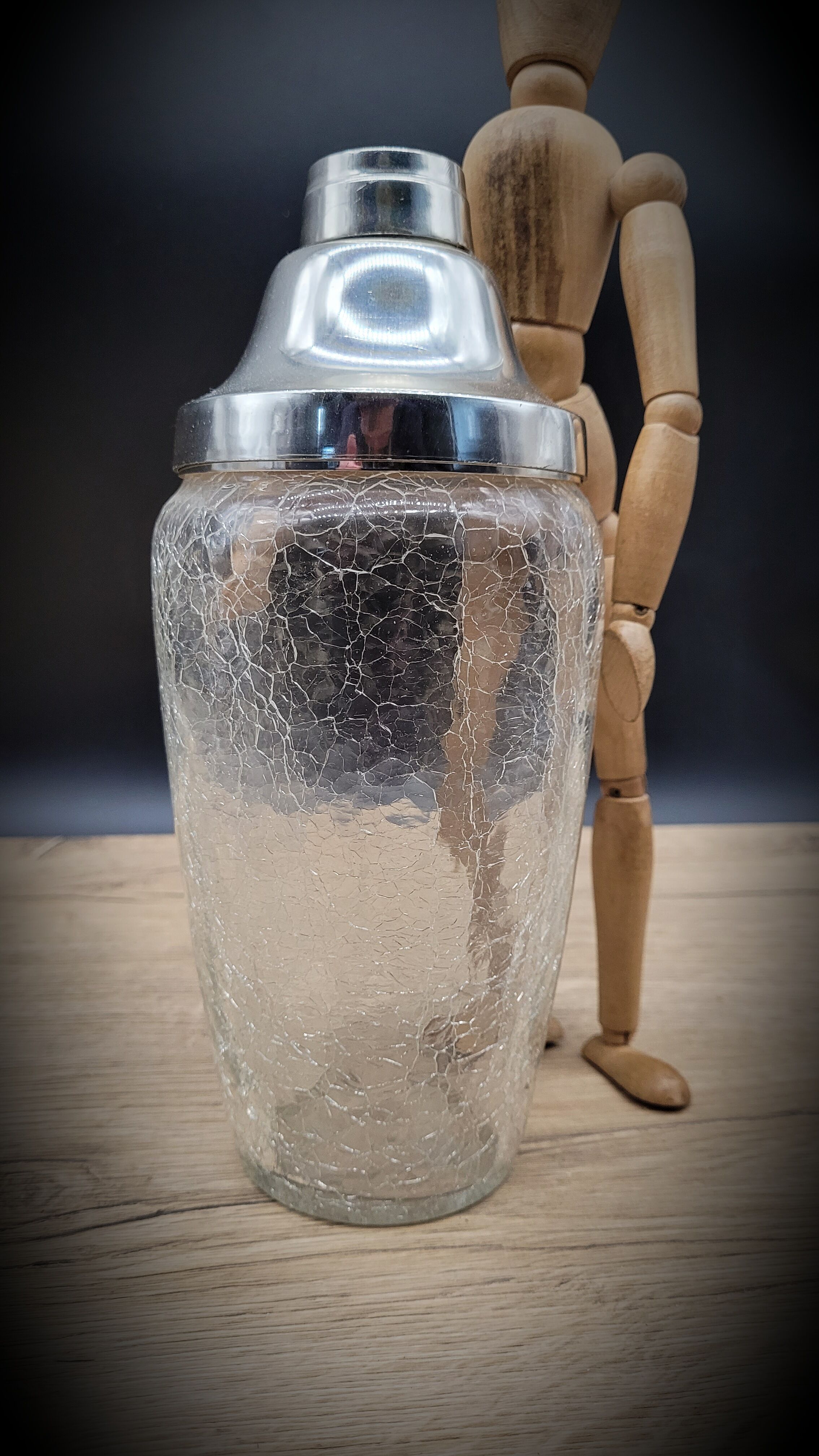 Chiseled glass cocktail shaker