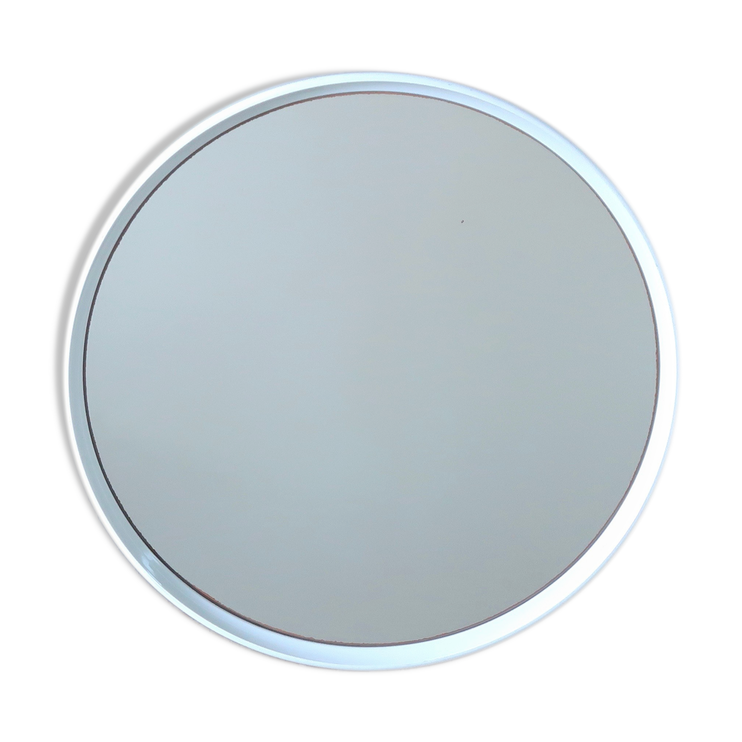 Round mirror Gilac white plastic 70s - 51 cm