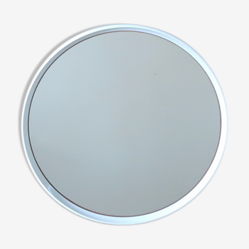 Miroir rond Gilac blanc en plastique années 70 - 51 cm