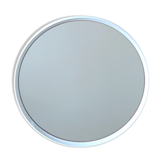 Round mirror Gilac white plastic 70s - 51 cm