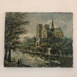 Oil on canvas representing Notre-Dame de Paris post-impressionist