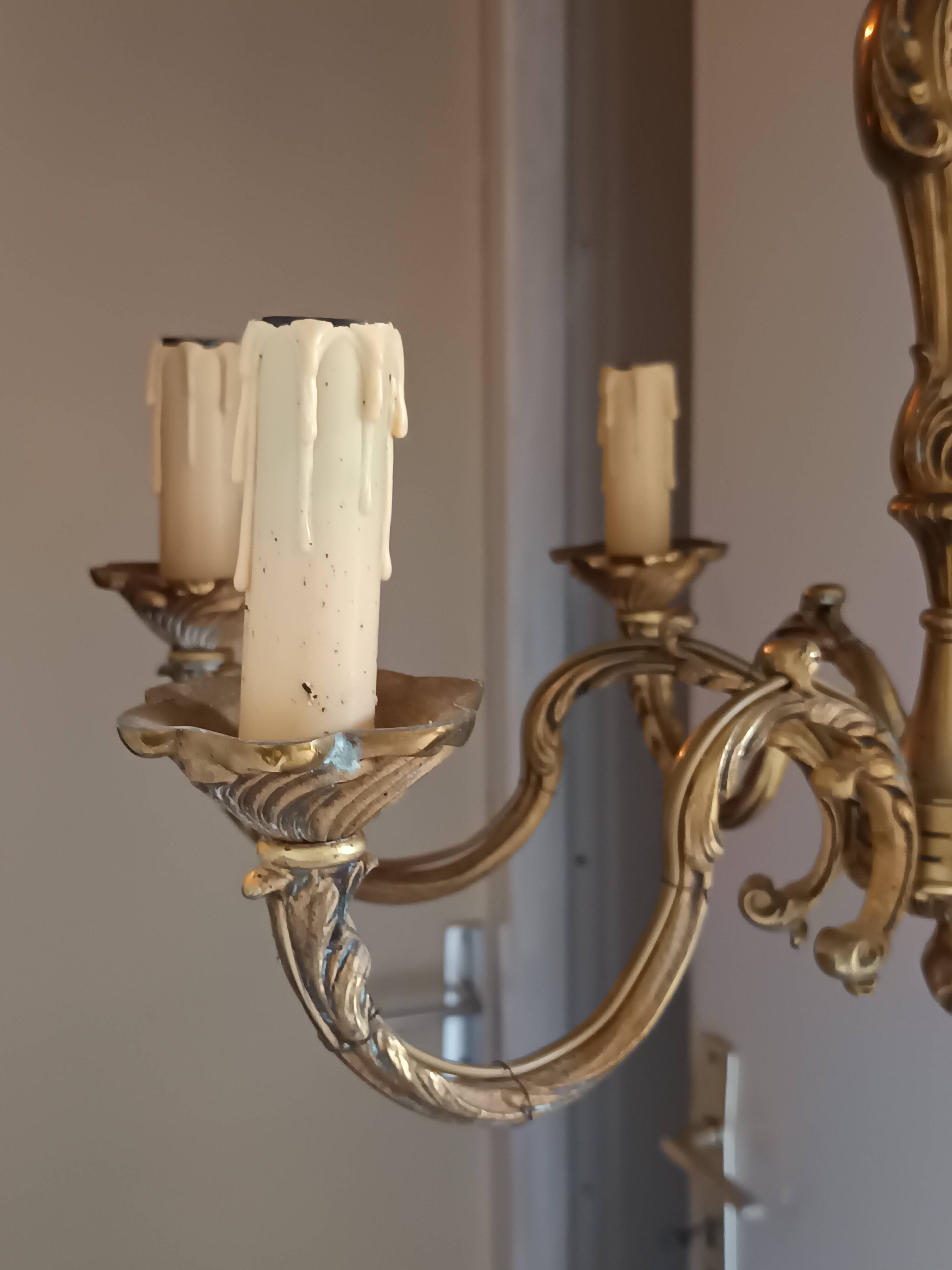 Lustre Louis XV en bronze doré – 6 feux – électricité refaite