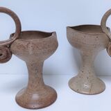 Pair of vintage “heart” sandstone candlesticks