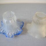 Set of 2 old tulips glass globe lampshades of chandelier lamp fixture