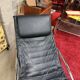 chaise longue italienne à bascule années 1980 en cuir et chrome