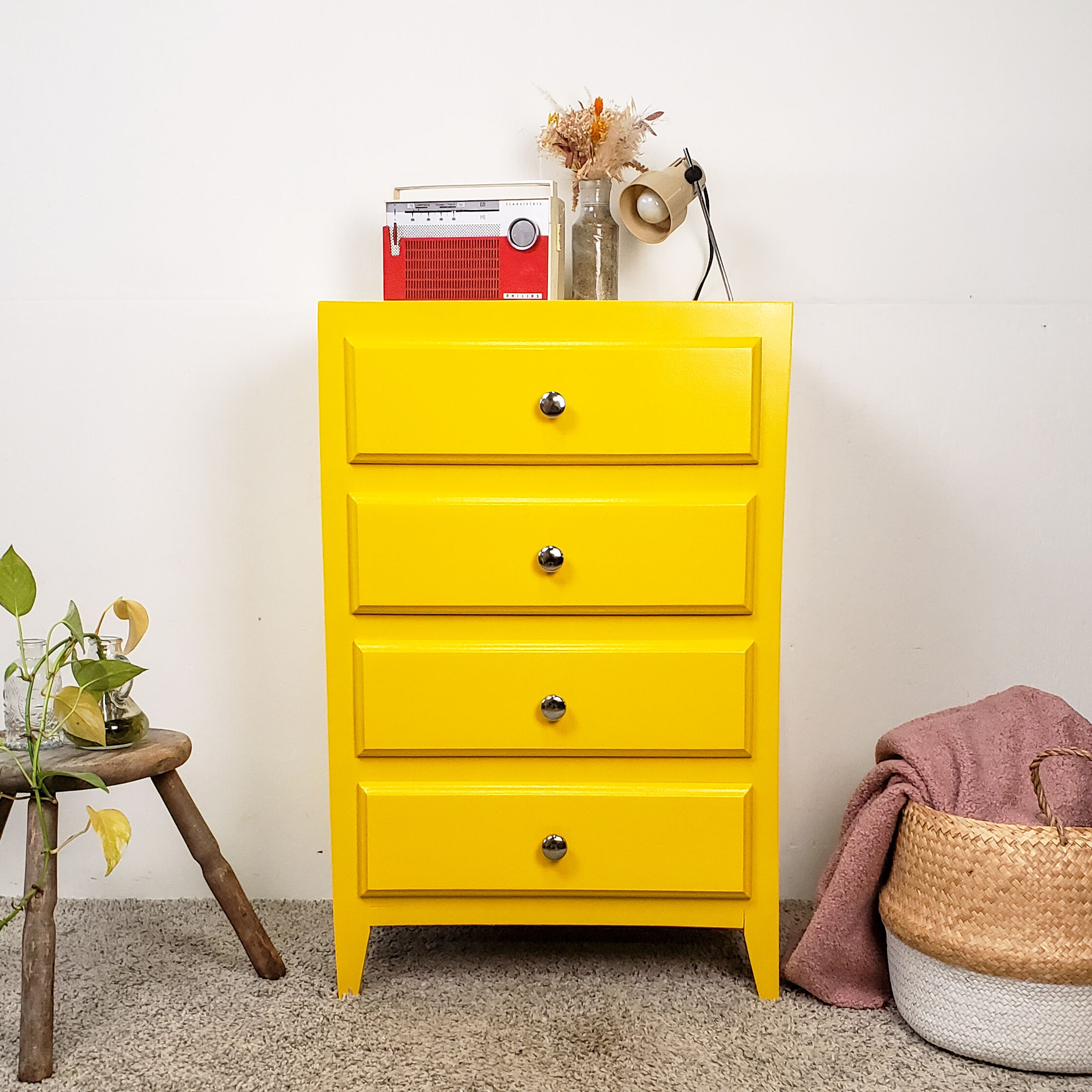 Yellow vintage chiffonnier