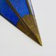 Pair of oriental triangle wall lights in copper and transparent and blue glass. 1970s