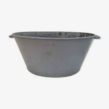 Ancienne bassine en zinc cache-pot 40 cm