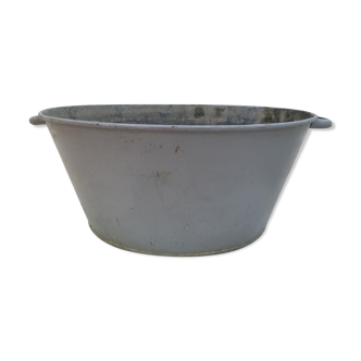 Ancienne bassine en zinc cache-pot 40 cm