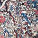 Bijar carpet, red and blue, bird patterns 120x158cm, Iran