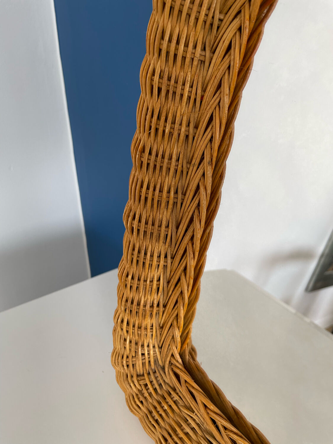 Vintage oval wicker mirror 31x41cm