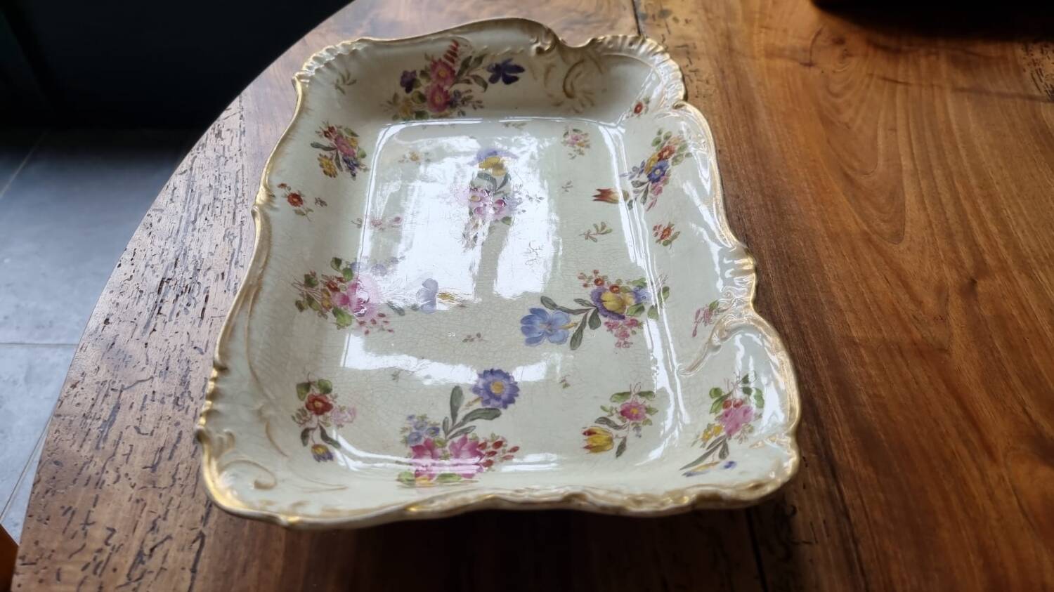 Late 19th century floral porcelain tray