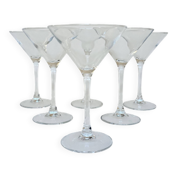 Set of six martini glasses