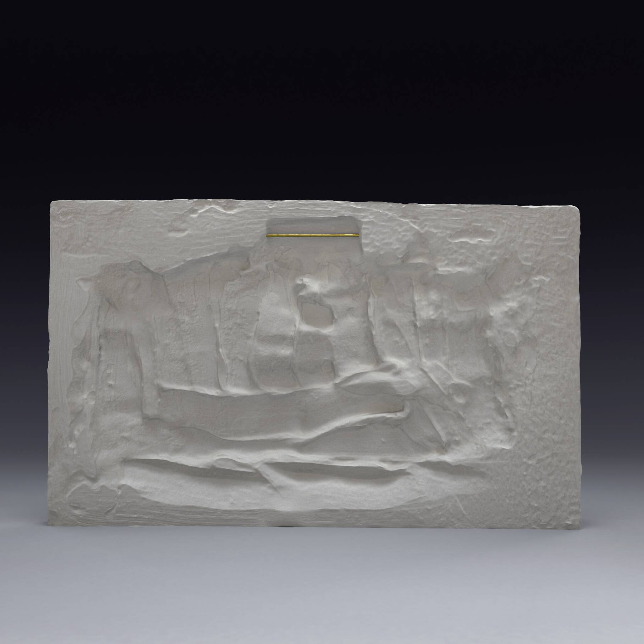 Plaster depicting two cows and a calf, based on an Egyptian fresco.