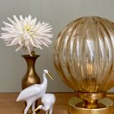 Vintage amber glass globe table lamp