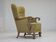 1960s, Danish highback armchair, furniture cotton/wool fabric, oak wood.