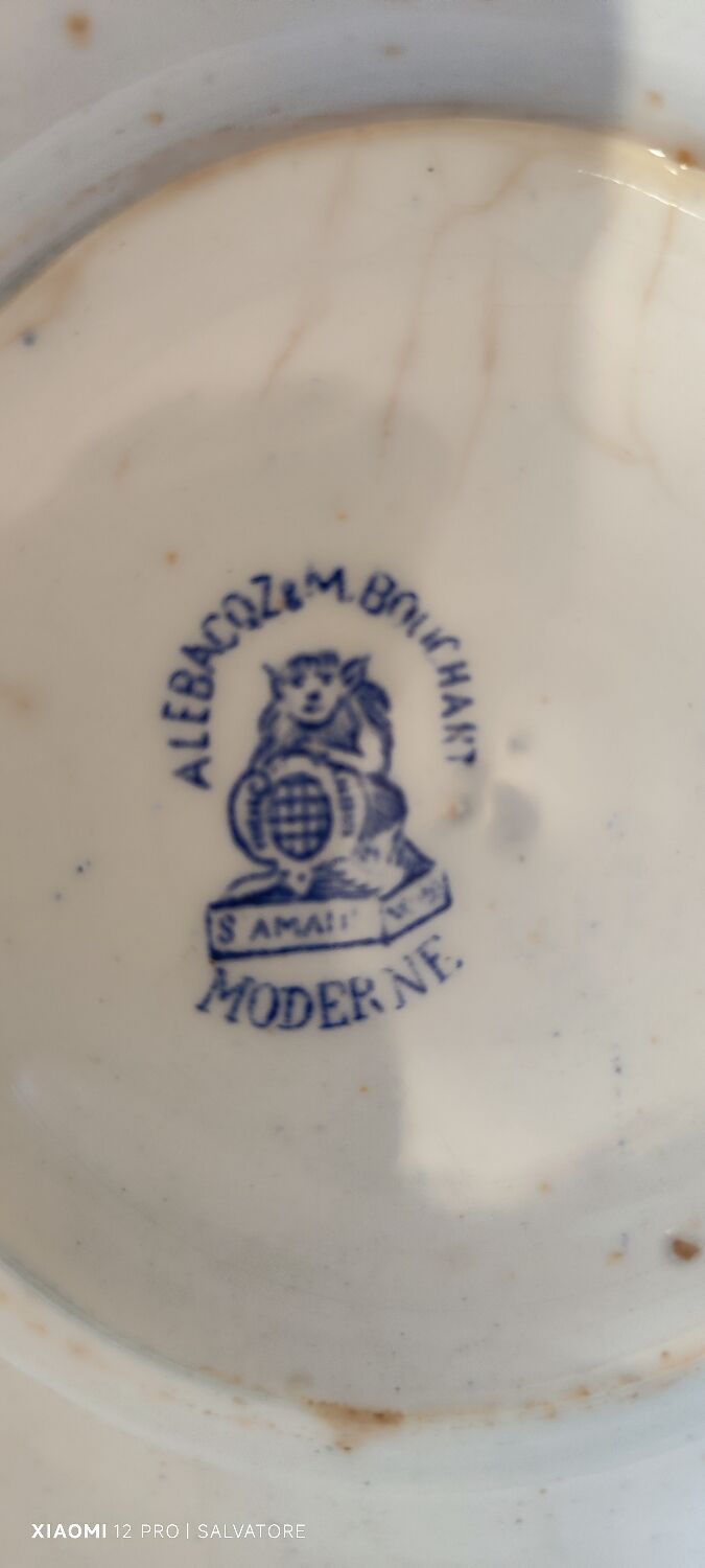 Antique soup tureen Alebacq & M. Bouchart – earthenware from Saint-Amand – decorated