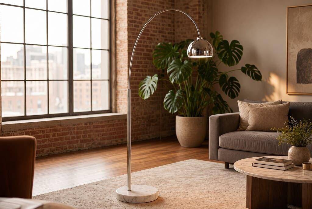 Vintage chrome arc lamp with marble base KARE