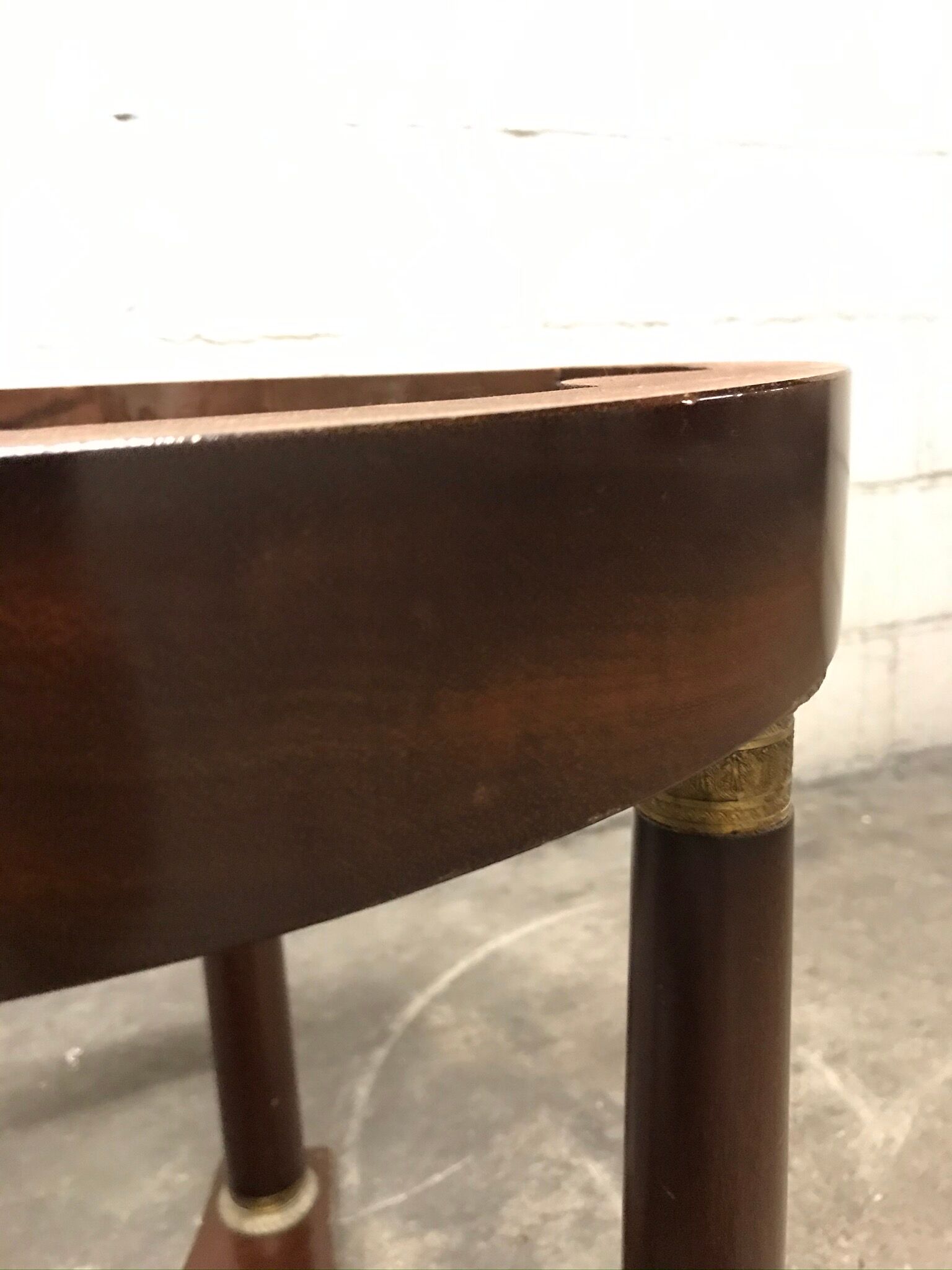 Side table tripod Empire style in solid mahogany and grey marble tray