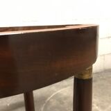 Side table tripod Empire style in solid mahogany and grey marble tray