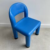 Blue plastic space age kids chair, bold italian design