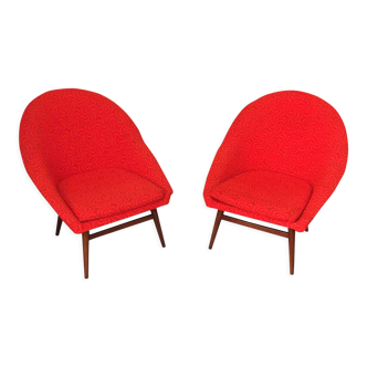 2 sièges baquets space age en rouge, années 1960