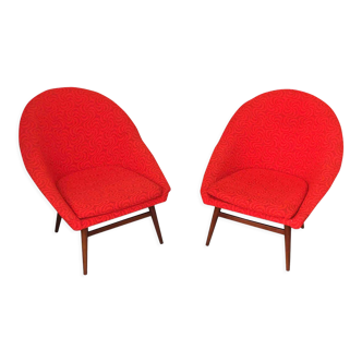 2 space-age bucket seats in red, 1960s, set of 2