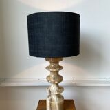 Stone and black cotton table lamp