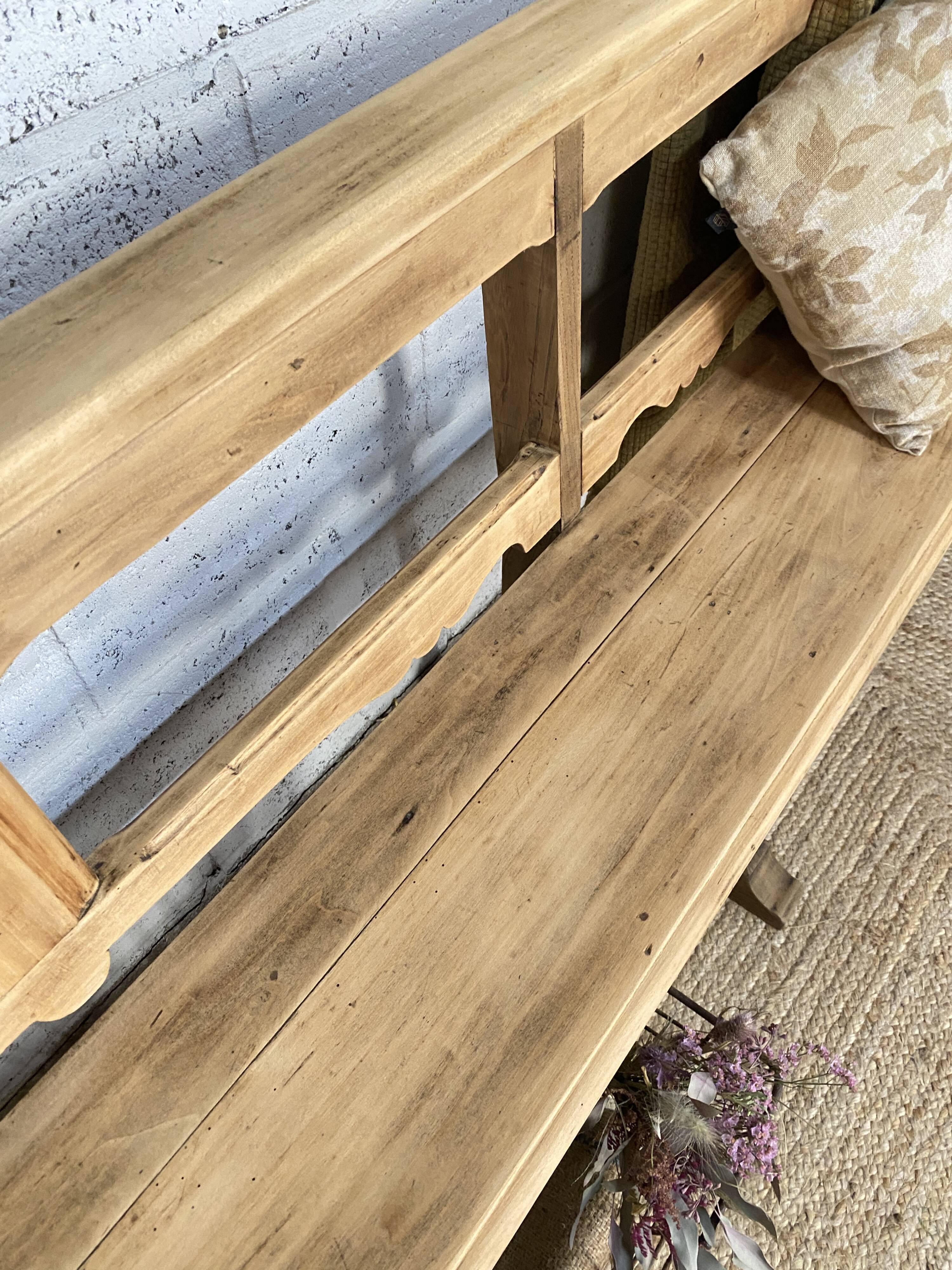 Large oak church pew