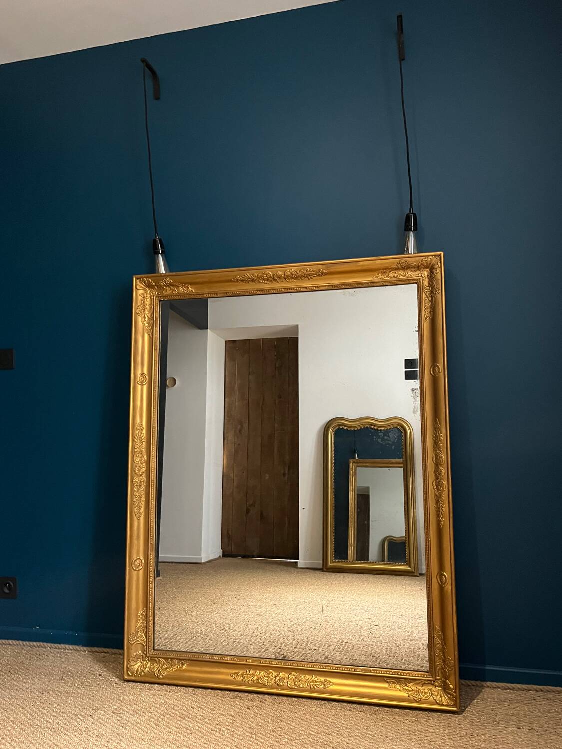 Old mirror 148.5cm/115.5cm mercury glass