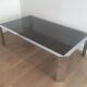 Beautiful octagonal chrome coffee table with black glass top