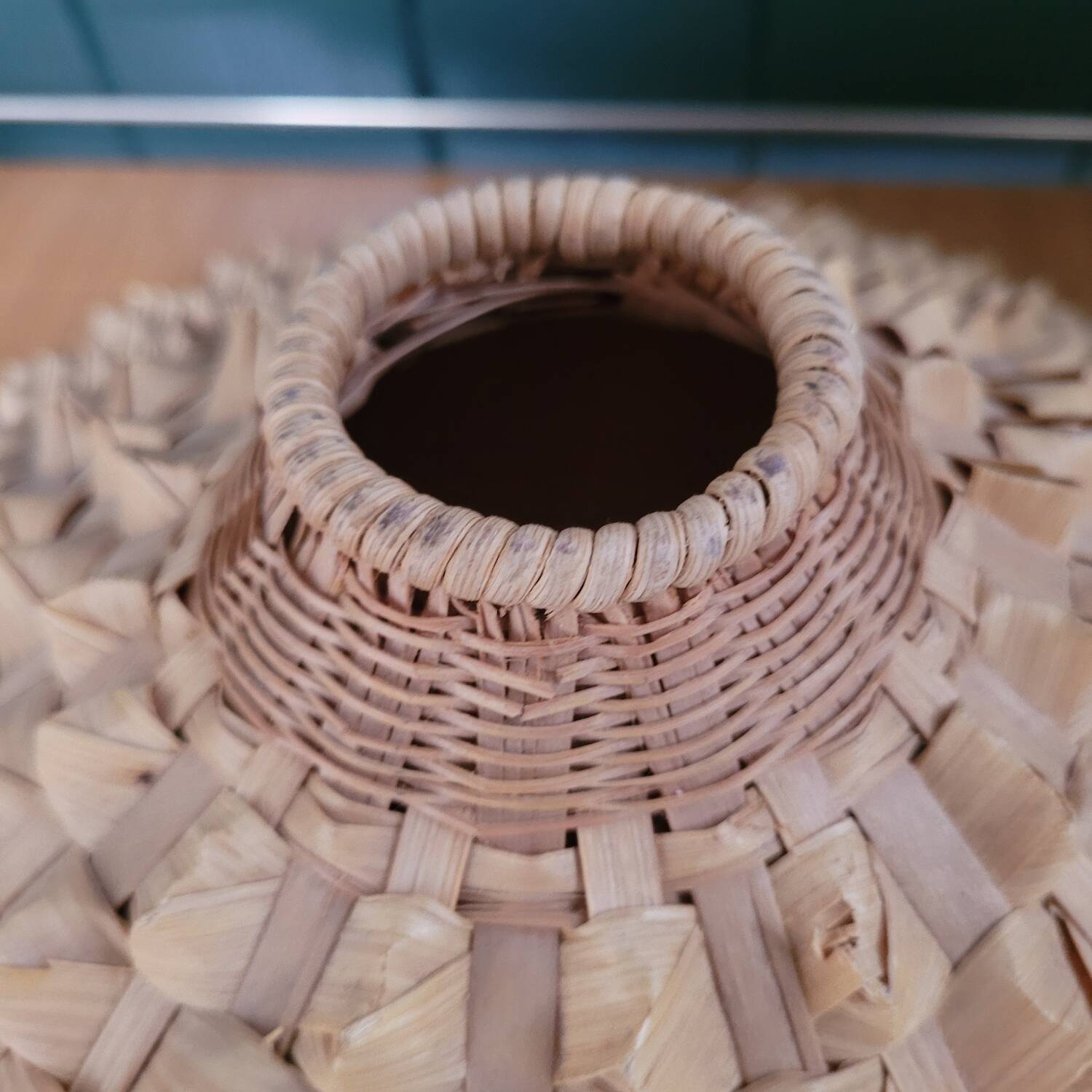 Large Woven Rattan Lampshade 70's