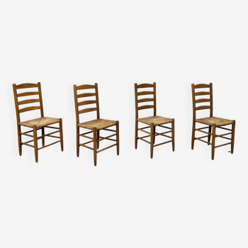 4 straw chairs 1950s dlg Charlotte Perriand
