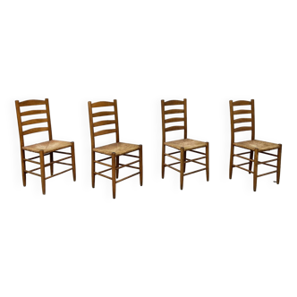 4 straw chairs 1950s dlg Charlotte Perriand