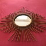Miroir rotin bambou vintage années 60