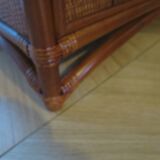 Vintage dressing table/chest - woven rattan - 5 drawers - mirror - 1960s/70s