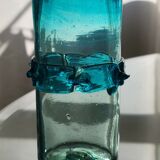 6 orangeade glasses in bubbled blown glass color duck blue