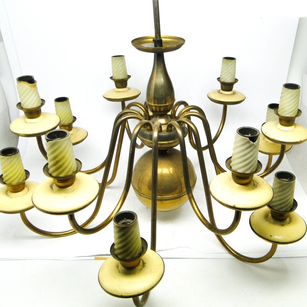 Vintage metal chandelier, Poland, 1980s