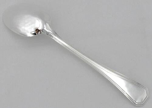 Set of 12 silver-plated metal table spoons Christofle Amérique, Art Deco, 20.5 cm.