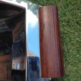 Art deco dish in stainless steel and teak