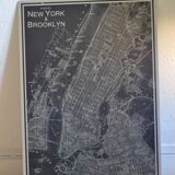 Map of New York & Brooklyn, silkscreen print on metal plate, 70 x 49 cm