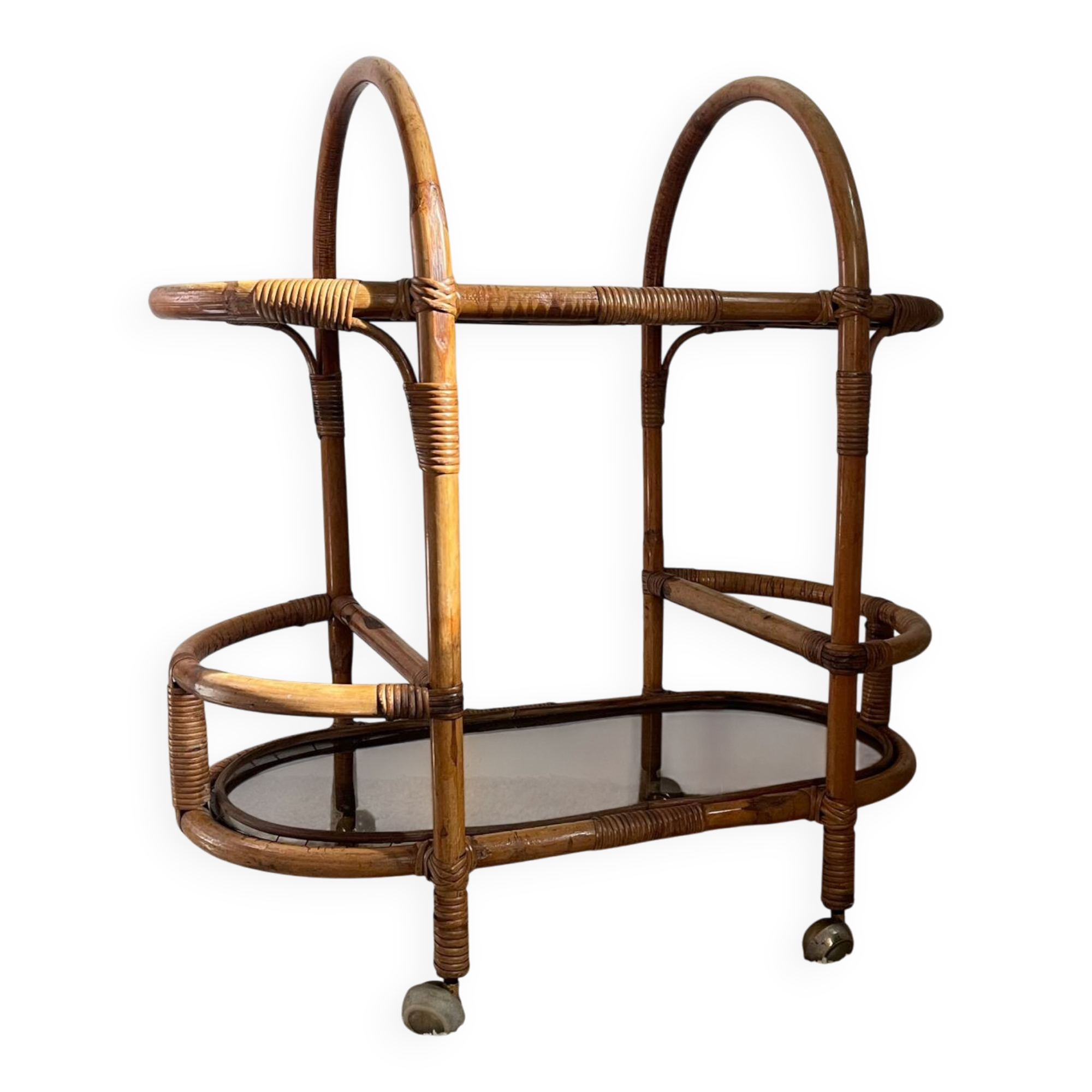 1960s rattan serving cart