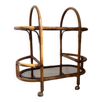 1960s rattan serving cart