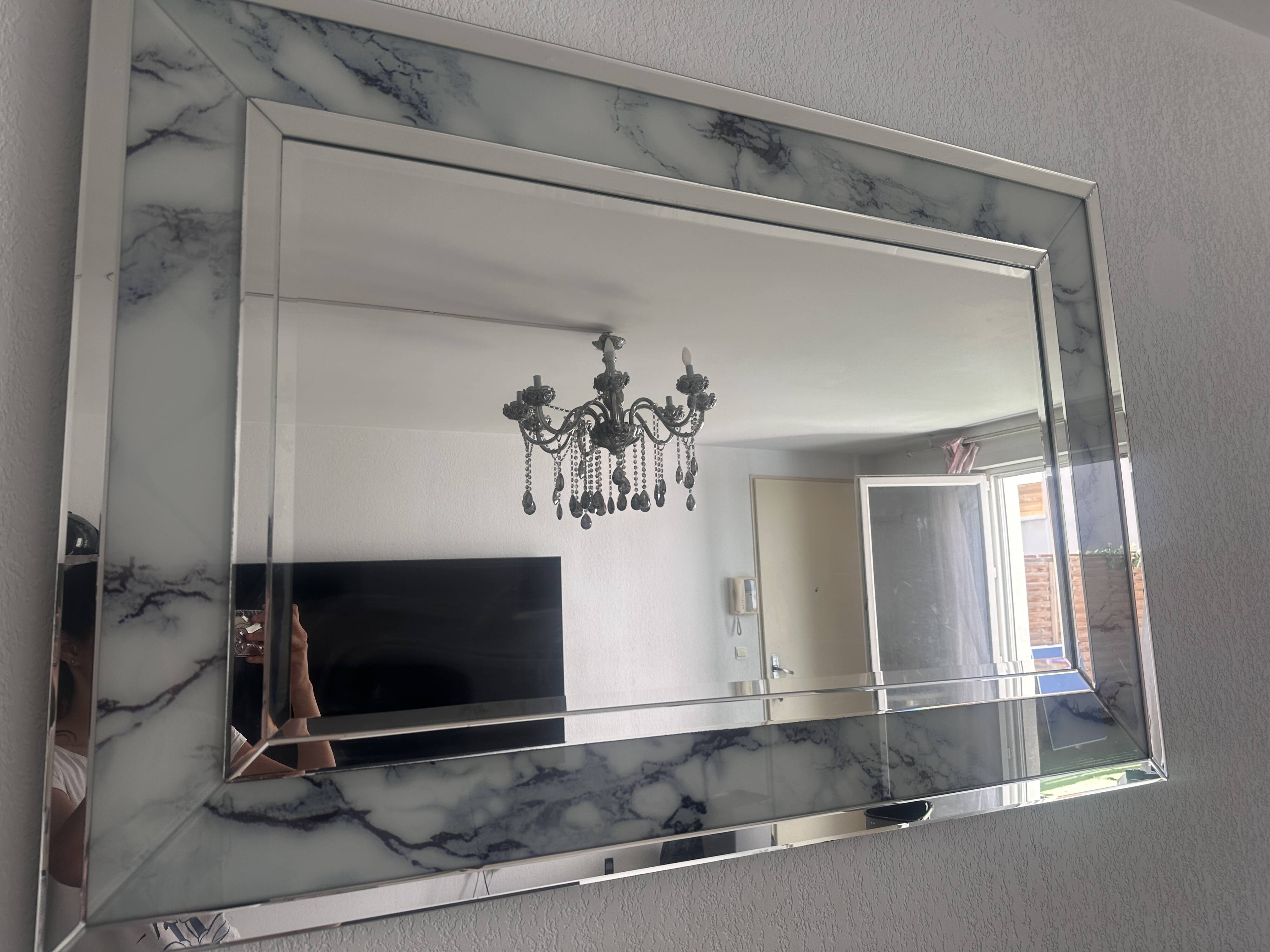 Large marble effect mirror