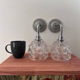 Pair of chrome wall lights