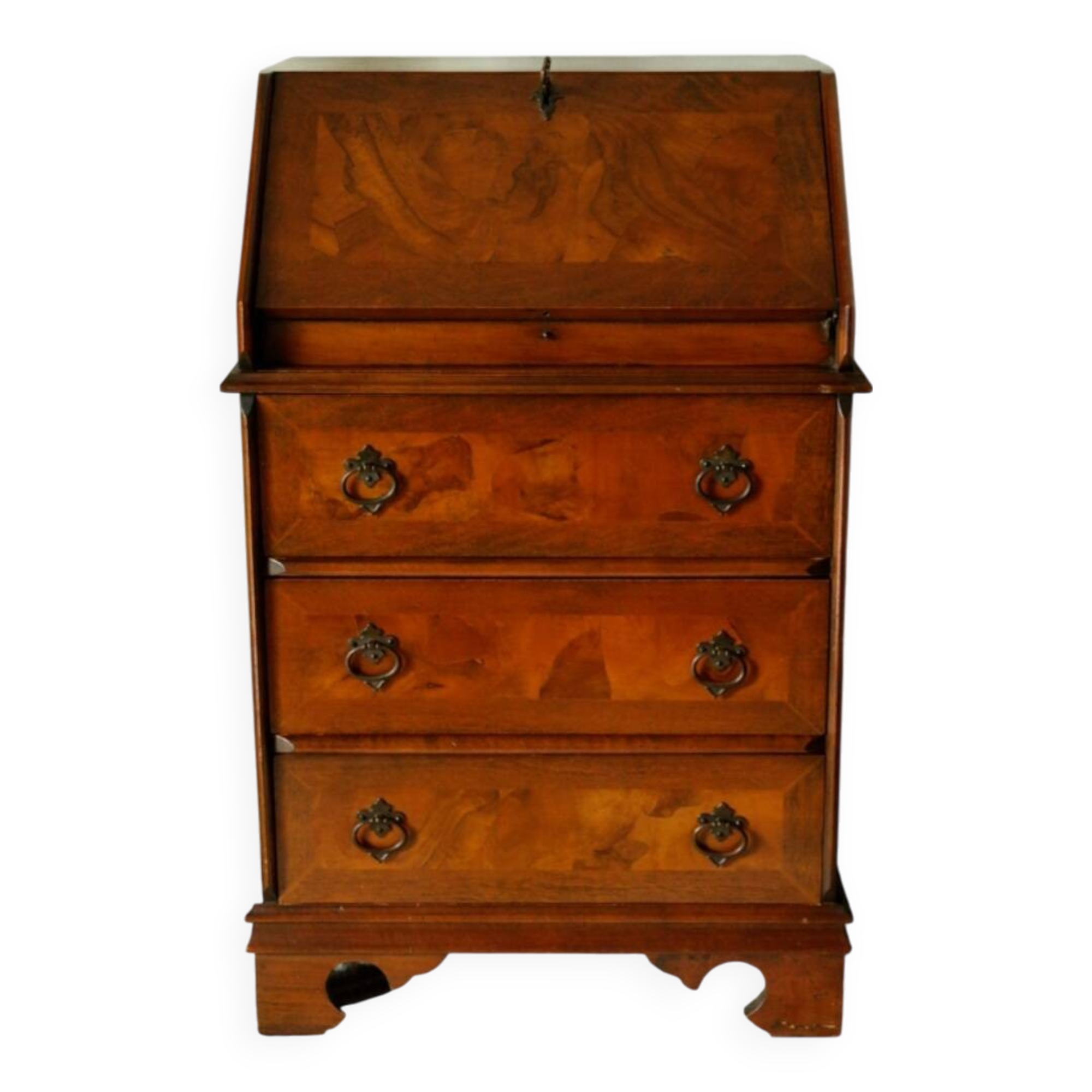 Sloped walnut secretary from the 20th century.