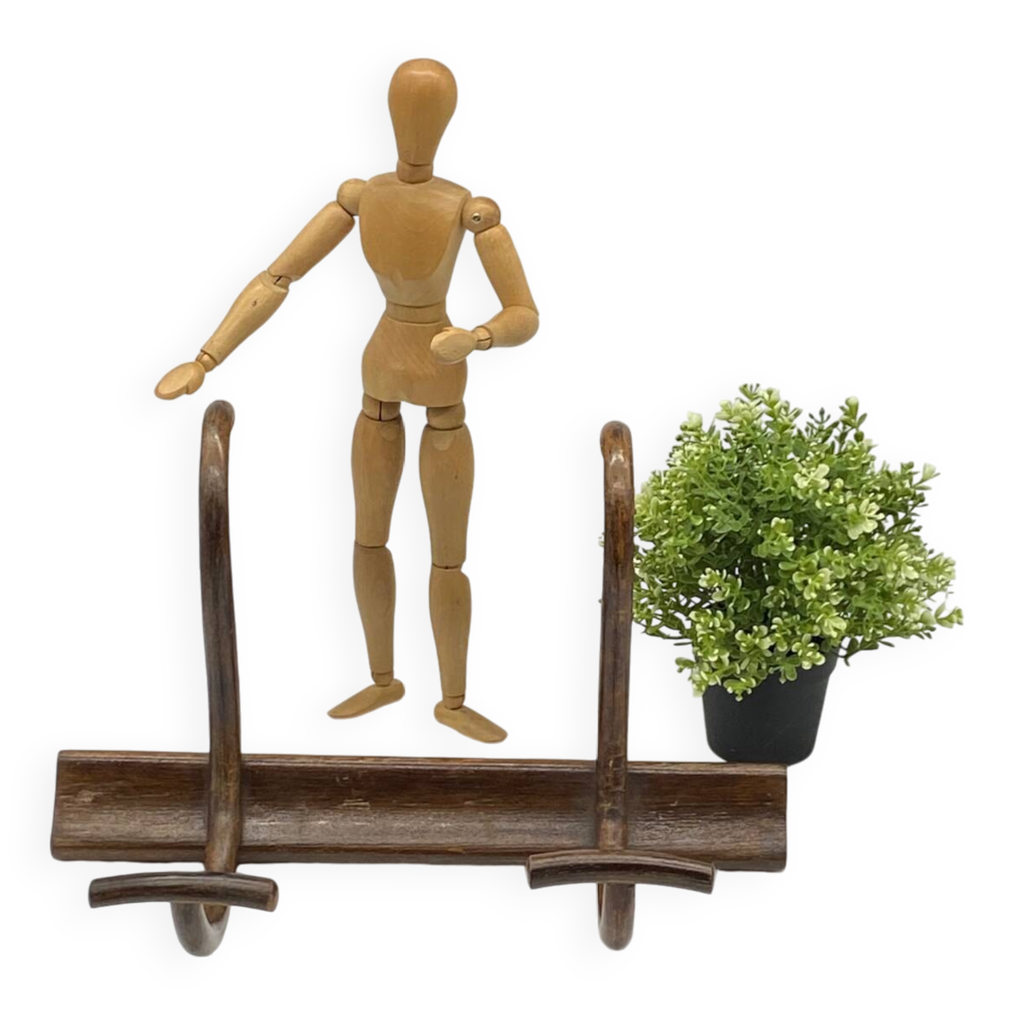 Vintage / antique Fischel curved wooden coat rack