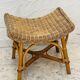 Vintage curved stool in rattan and bamboo