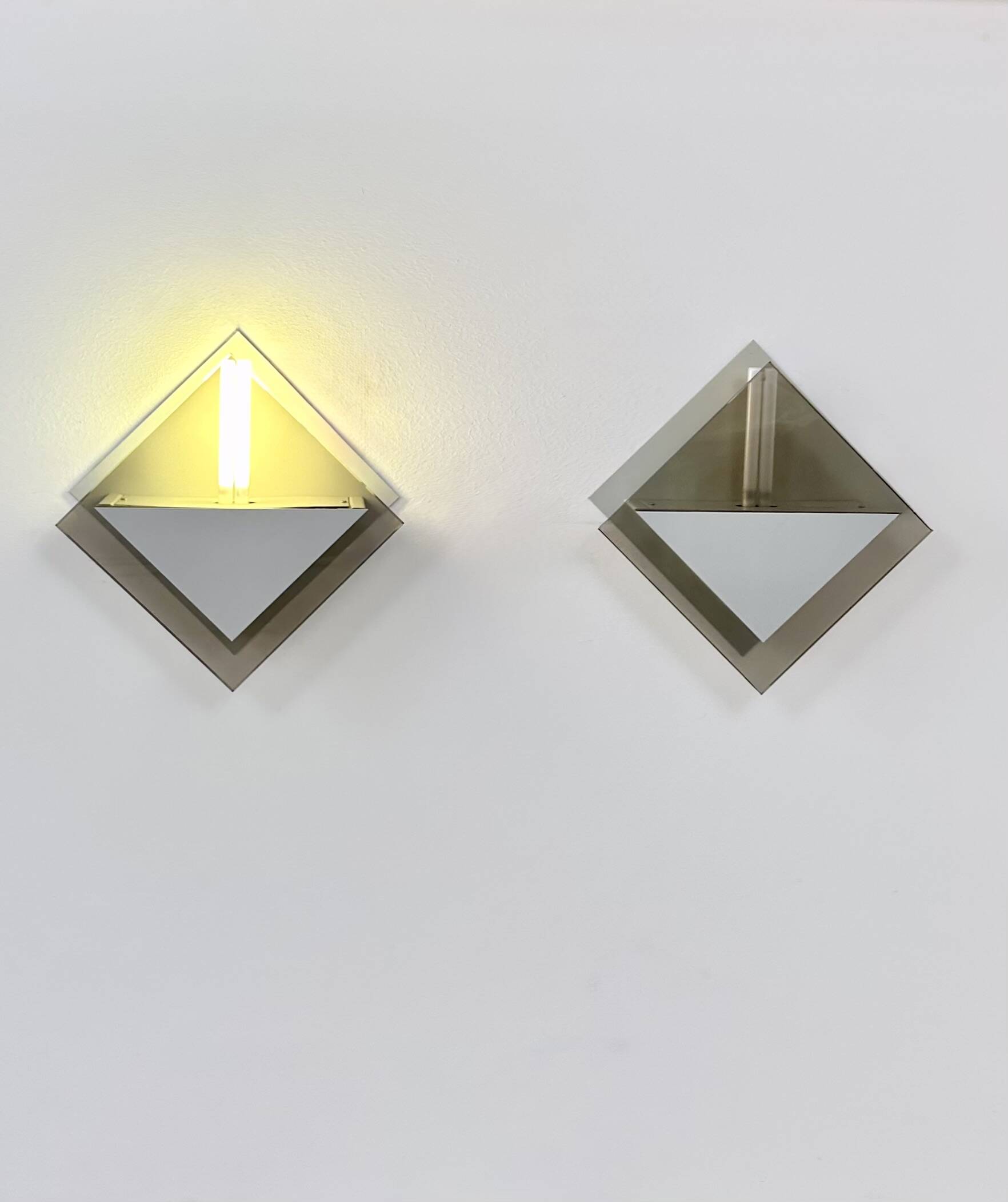 Pair of vintage wall lights Glass Light Studio model 20623, France, 1980