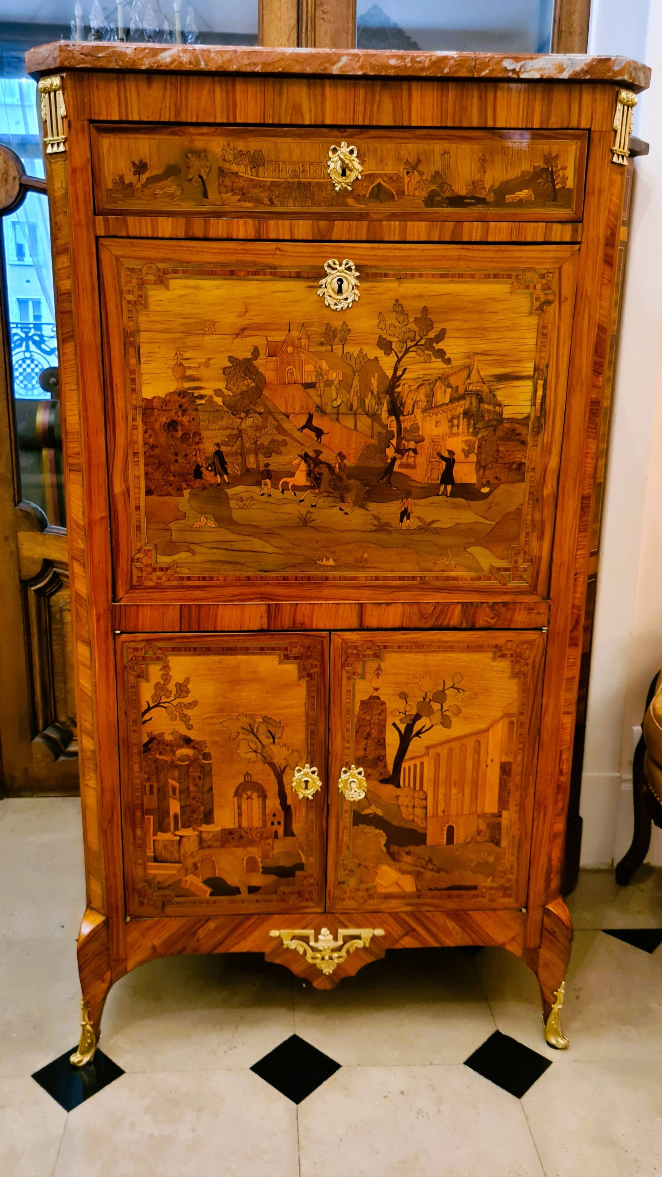 Secretary with flap stamped Lemasle ep Louis XVI